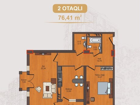 3-room apartment, 76 m², Gənclik: 230 000 ₼ 3