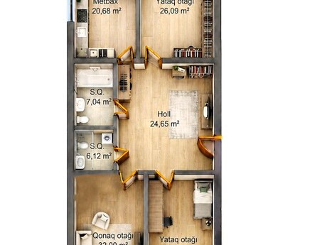 3-room apartment, 149 m², Nəriman Nərimanov: 372 000 ₼ 2