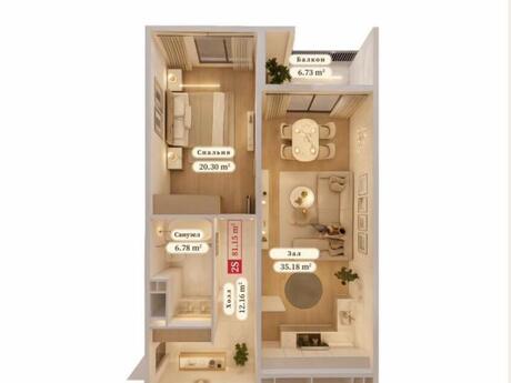 2 otaqlı mənzil, 82 m², Ağ şəhər: 449 900 ₼ 4
