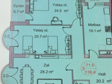 3-комнатная квартира, 138 м², Gənclik: 315 000 ₼ 4