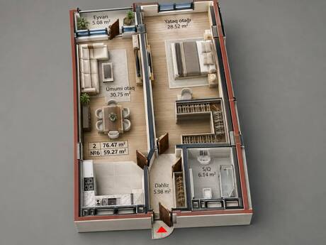 2-room apartment, 76 m², Yeni Yasamal: 203 822 ₼ 2
