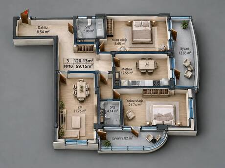 3-room apartment, 120 m², Yeni Yasamal: 293 312 ₼ 2