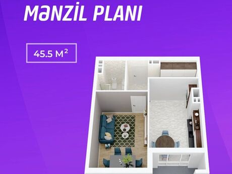 1 otaqlı mənzil, 52 m², Azadlıq Prospekti: 170 000 ₼ 2