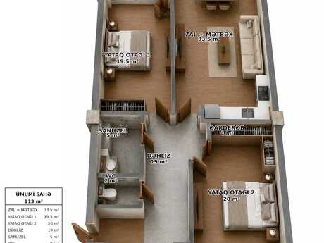 3 otaqlı mənzil, 113 m², Masazır: 192 100 ₼ 4