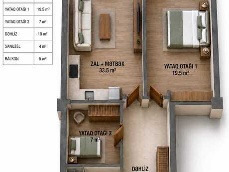 2 otaqlı mənzil, 79 m², Masazır: 134 300 ₼ 5