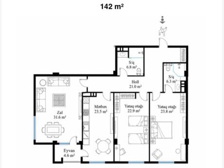 3 otaqlı mənzil, 142 m², 28 May: 425 000 ₼ 5