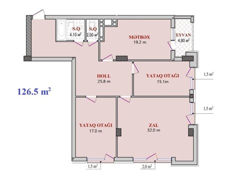 3 otaqlı mənzil, 128 m², Grand Plaza: 419 000 ₼ 2