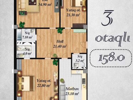 3 otaqlı mənzil, 158 m², Nərimanov: 388 680 ₼ 3