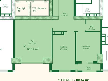 2 otaqlı mənzil, 80 m², Nizami: 320 000 ₼ 3