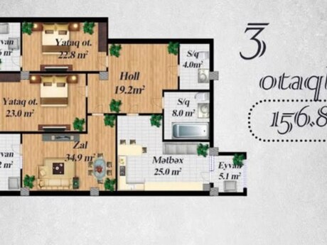 3 otaqlı mənzil, 157 m², Nərimanov: 387 296 ₼ 2