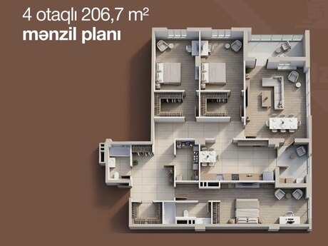 4 otaqlı mənzil, 207 m², Nizami City: 825 000 ₼ 4