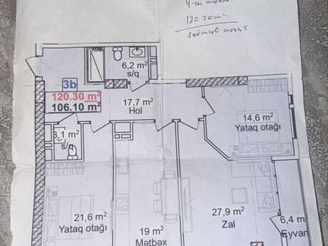 3 otaqlı mənzil, 121 m², 20 Yanvar: 310 000 ₼ 4