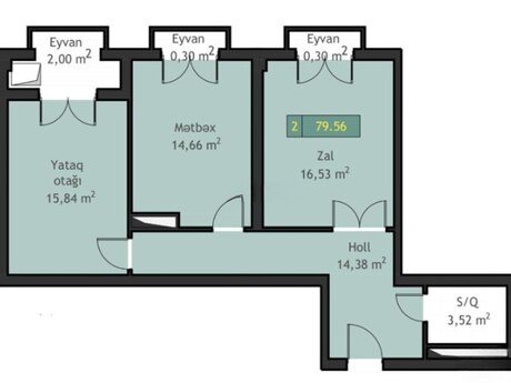 2-room apartment, 76 m², Dərnəgül: 250 000 ₼ 3