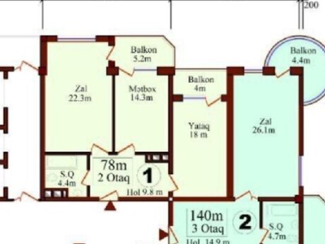 3-комнатная квартира, 78 м², İnşaatçılar: 155 000 ₼ 2