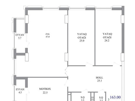 3 otaqlı mənzil, 163 m², Central Towers: 570 000 ₼ 2