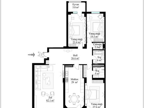 4 otaqlı mənzil, 215 m², Nərimanov: 634 000 ₼ 2