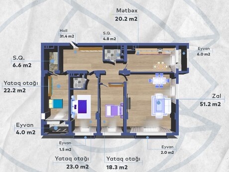 4-комнатная квартира, 195 м², 28 Park Residence: 665 000 ₼ 3