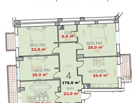 4 otaqlı mənzil, 177 m², Ağ şəhər: 760 000 ₼ 2