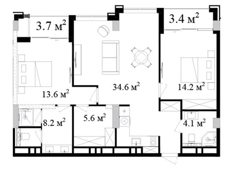 3-комнатная квартира, 106 м², Sea Breeze: 339 000 ₼ 5