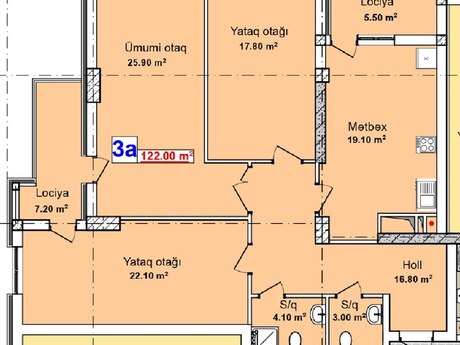 3 otaqlı mənzil, 122 m², M.Ə.Rəsulzadə: 245 000 ₼ 2