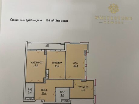 3 otaqlı mənzil, 104 m², Whitestone Towers: 385 000 ₼ 2