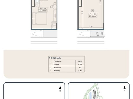 1-room apartment, 29,6 m², Reportage Heights: 160 000 ₼ 3