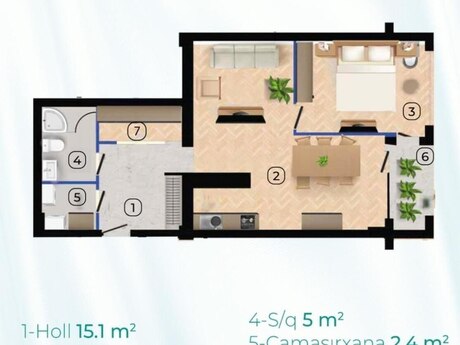 2-room apartment, 79,3 m², Koroğlu: 205 000 ₼ 4