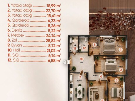 4-комнатная квартира, 175 м², Lux Residence: 663 214 ₼ 5