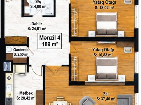 4 otaqlı mənzil, 185 m², Xətai: 758 500 ₼ 4