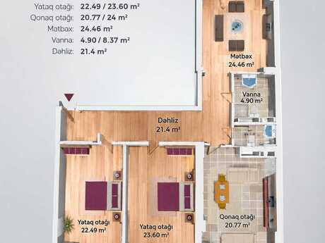 3 otaqlı mənzil, 140 m², Xətai: 258 000 ₼ 2