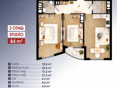 3 otaqlı mənzil, 84 m², Masazır: 147 000 ₼ 3