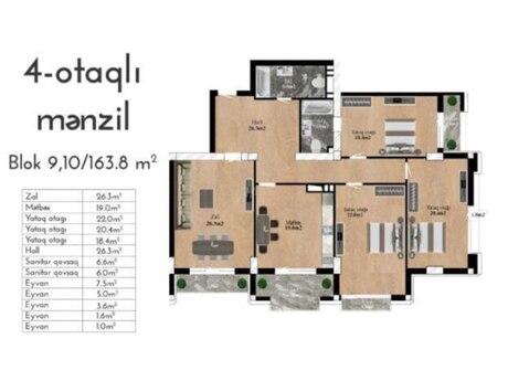 4-room apartment, 164 m², Malibo Residence: 557 000 ₼ 4