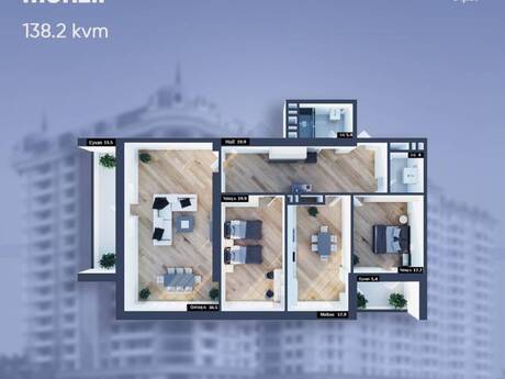 3 otaqlı mənzil, 137 m², Nərimanov: 365 000 ₼ 3