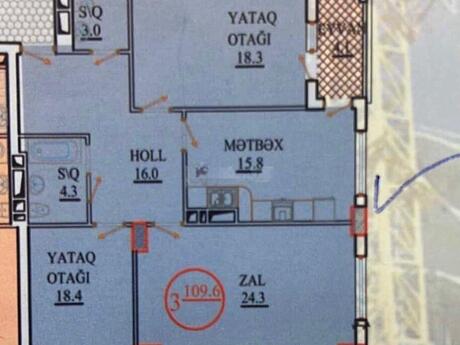 3 otaqlı mənzil, 110 m², Memar Əcəmi: 253 000 ₼ 2