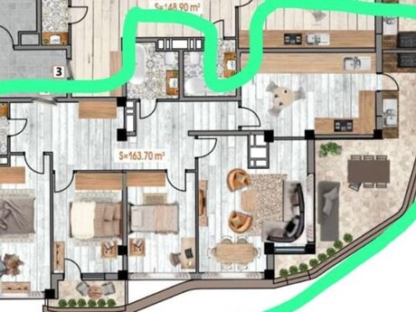 4 otaqlı mənzil, 164 m², Bakıxanov: 327 000 ₼ 3