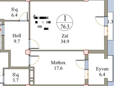 2-комнатная квартира, 76,4 м², 8 Noyabr: 212 000 ₼ 2