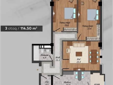3-room new-build apartment for sale in Nəsimi, 114 m², 376 200 AZN, photo 2 / 9