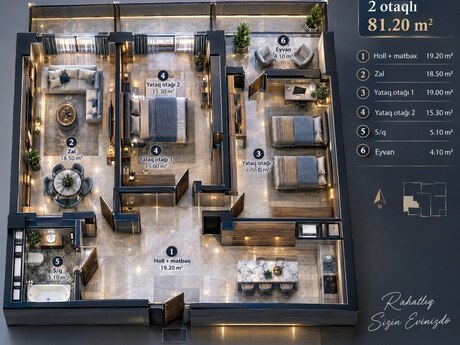 3-комнатная квартира, 81,2 м², Metro Park Bakıxanov: 195 000 ₼ 5