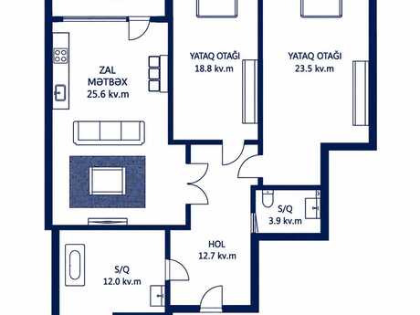 3 otaqlı mənzil, 105 m², Skyland Baku: 245 000 ₼ 5