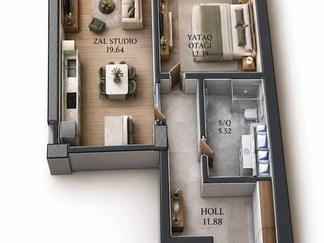 2-room apartment, 56 m², 5 Ulduz Premium Residence: 195 000 ₼ 2
