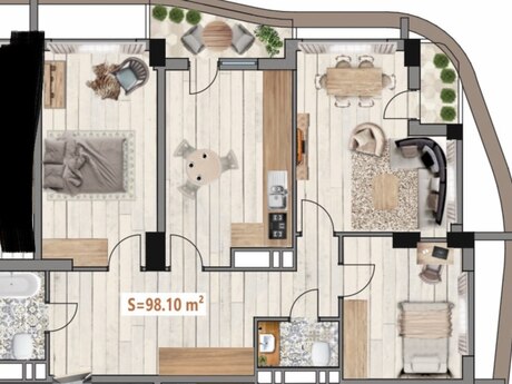 3 otaqlı mənzil, 98,1 m², Bakıxanov: 225 000 ₼ 3