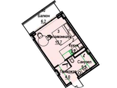 1-room apartment, 40 m², Miami Residence: 152 000 ₼ 3