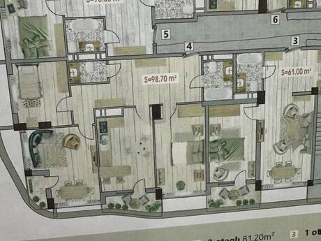 3 otaqlı mənzil, 98,7 m², Bakıxanov: 220 000 ₼ 2