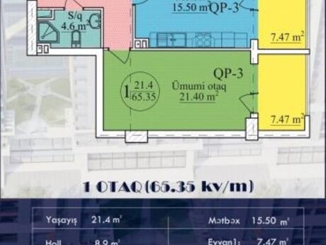 1-room apartment, 65,5 m², Nəriman Nərimanov: 185 000 ₼ 2