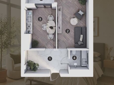 1-комнатная квартира, 54 м², Marbel Residence: 172 800 ₼ 2