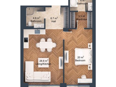 2-комнатная квартира, 99,3 м², Park Residences 2: 270 000 ₼ 2