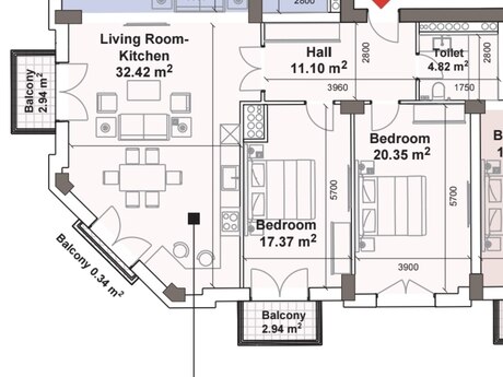 Dağdağan Park kompleksində 3 otaqlı yeni tikili mənzil satılır, 100 m², 493 000 AZN, şəkil 2 / 11