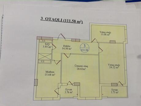 3-комнатная квартира, 112 м², Qara Qarayev: 295 000 ₼ 4