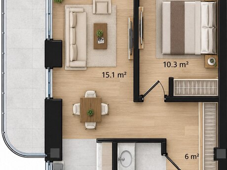 Sea Breezedə 2 otaqlı yeni tikili mənzil satılır, 33,5 m², 100 000 AZN, şəkil 2 / 5