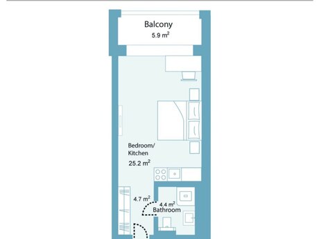 Продаётся 1-комнатная квартира в новостройке, Sea Breeze, 51 м², 50 000 AZN, фото 4 / 4